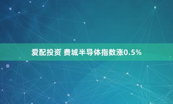 爱配投资 费城半导体指数涨0.5%